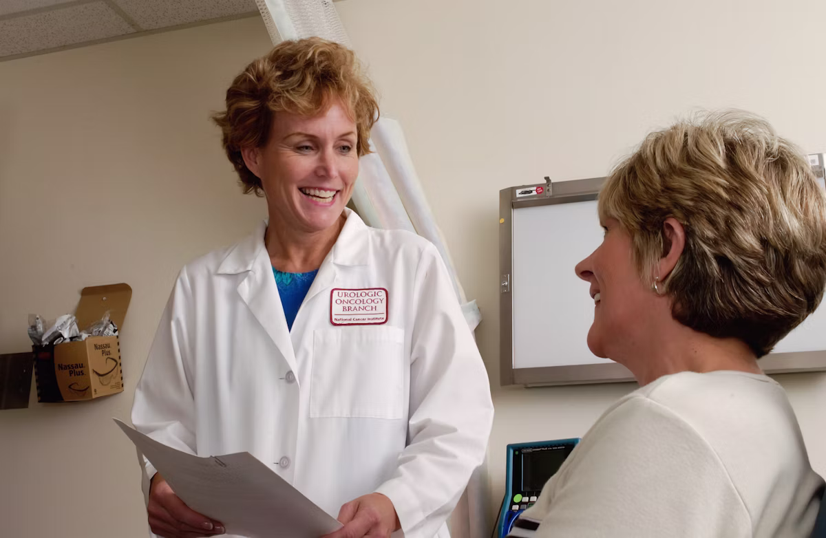 Clinician analyzing patient information on a tablet computer
